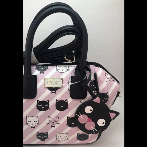 Luv💋Betsey Johnson Blk Cat Blush Pink Crossbody - Picture 8 of 8